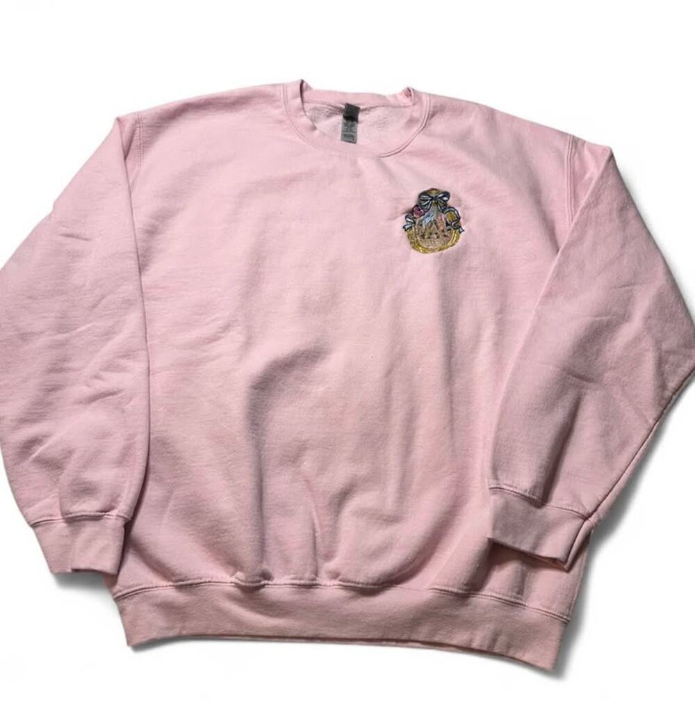 Gildan Pink Embroidered Crewneck Sweatshirt Size Large